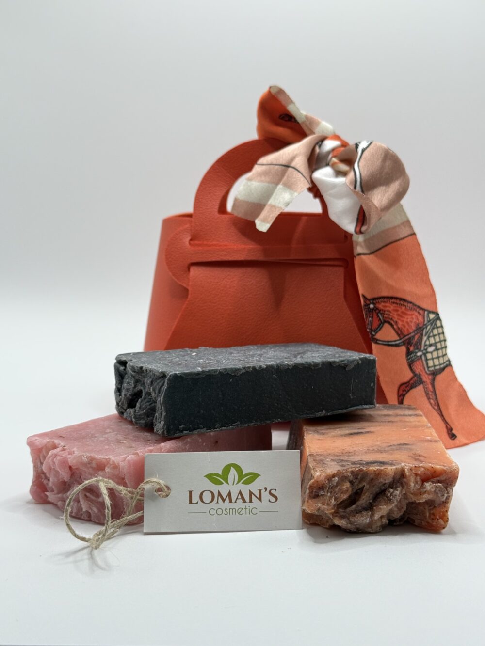 Bolso miniatura con Pañuelo+Pack de dos Jabones Naturales Loman’s Cosmetic - Imagen 2