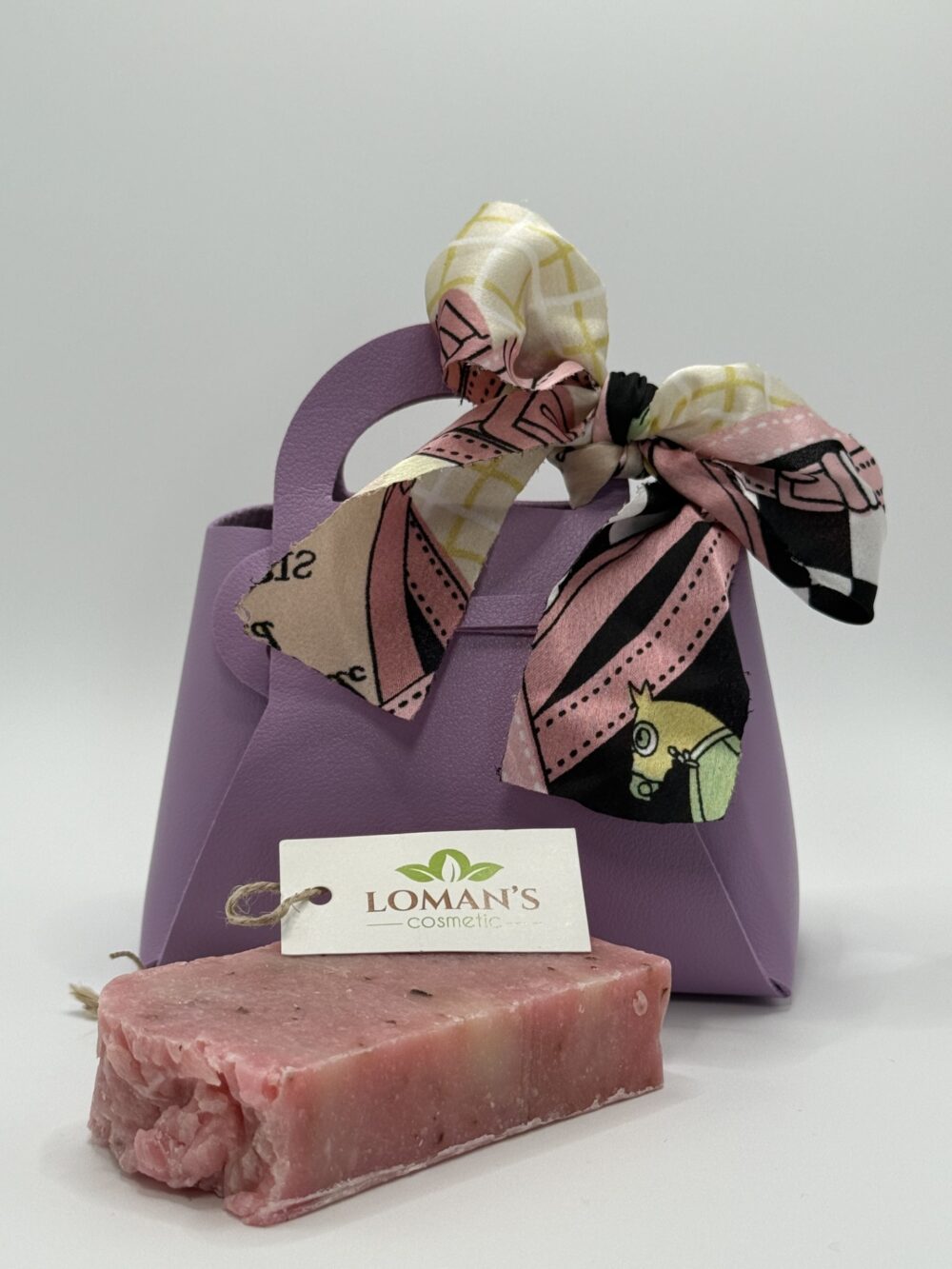 Bolso miniatura con Pañuelo+Pack de dos Jabones Naturales Loman’s Cosmetic - Imagen 3